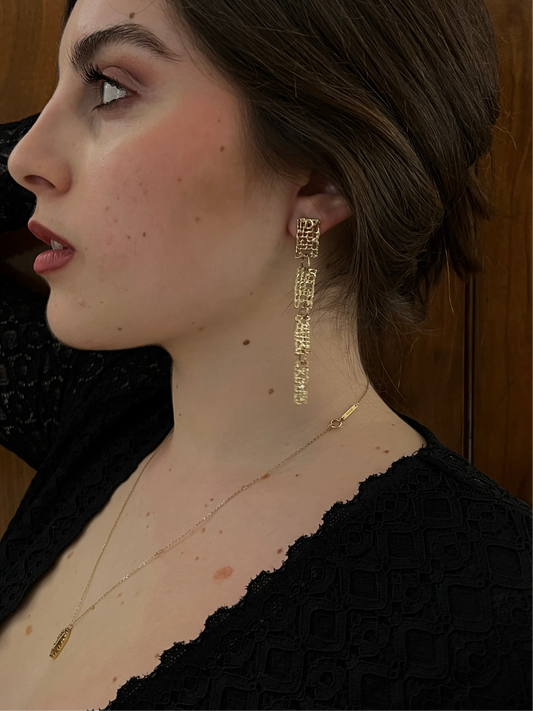 Waffle cascade earrings